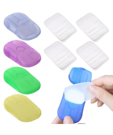 Kgduyc 4 boxes soap paper soap leaves 80 soap leaves Total paper soap soap leaves travel soap leaves disposable soap for on the go travel soap leaves for outdoor