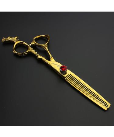 Hair Cutting Scissors Shears 6 Inch Dragon Pattern Scissors Hair Cut Hair Stylist Use Barber Shop Professional Cutting Teeth Scissors Thinning Hair Clippers (Color : 6 inch Thin)