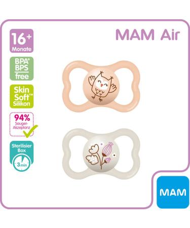 MAM Air 16+ Skin Soft Silicone Pacifier - Soft Colors Mix | 4 Pack | International Shipping Available - Buy Online on GoSupps.com