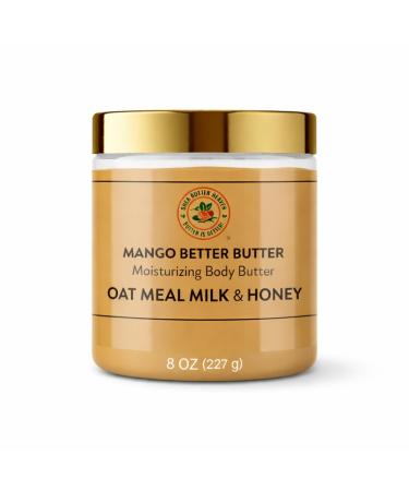 MSCEE Mango Better Butter Oatmeal Milk & Honey Body Butter Rich Whipped Moisturizer for Dry Skin Handmade in Small Batches 8 oz
