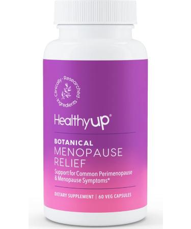HealthyUp Botanical Menopause Relief Natural Supplements for Women | for Night Sweats Hot Flash Relief & Better Sleep* | Clinically Researched Ingredients | 60 Veg Capsules | Estrogen Free Soy Free New