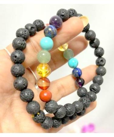 Buy Jet L-ava Chakra Gemstone Stretch Bracelet - Healing Crystal for Spiritual Meditation & Positive Aura - Buy Online on GoSupps.com