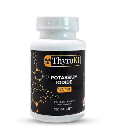 Potassium Iodide ThyroKI Tablets 130 mg (150 Tablets) Non-GMO Fast Dissolving Tablets | Potassium Iodine Pills YODO Naciente | Emergency Survival Iodine Nutritional Supplement | KI Pills | Made in USA 150 Count (Pack of 1)