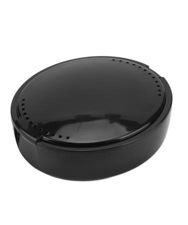Press case safe odorless and easy to clean prosthesis container light portable wide application for older people (black)