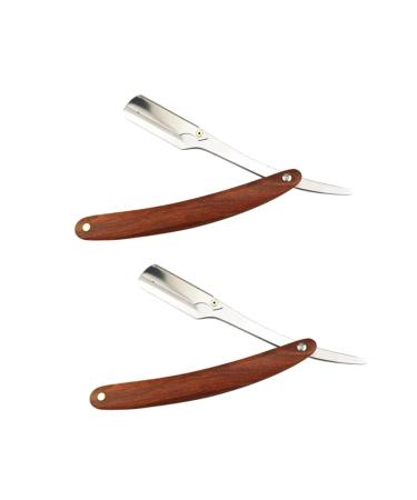 Minkissy 2st razor vintage bortschneider kit razor made of wood safe handwell razor with double cutting edge razor for men bearing shears foldable double-edged wooden 2 pcs As shown