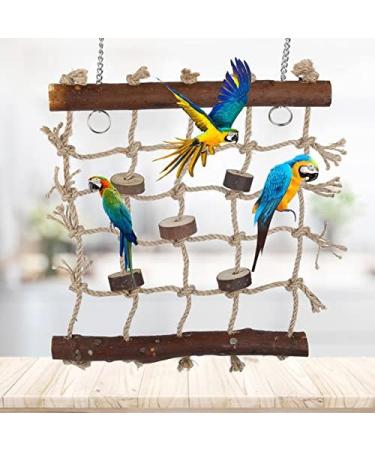 Bird Climbing Net Hemp Rope Bird Climbing Ladder Hanging Cage Chew Toy Play Gym Hanging Swing Net for Parrots Budgies Parakeets Cockatiels Conures Macaws Lovebirds Finches - Buy Online on GoSupps.com