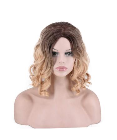Wig Ladies Long Hair Yellow Synthetic Women Wavy Brazilian Cosplay Long Curly Hair 60s 80s 70s 50s