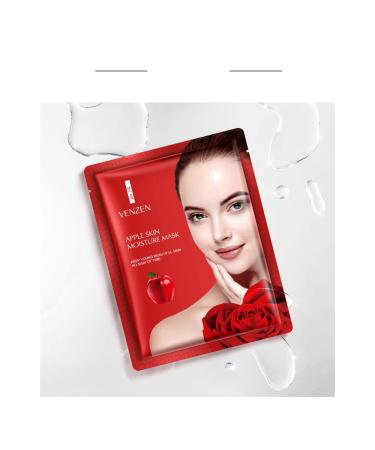 VENZEN Red Apple Skin Moisture Face Mask - Hyaluronic Acid 10 Pack (25g Each) | Refreshing Facial Care for Hydration & Replenishment - Buy Online on GoSupps.com
