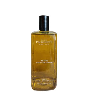 Pecksniff's Men's Luxurious Moisturizing Bath & Shower Gel | Luxury Shower with Zesty Citrus Fougere Aroma | Body Wash Men | Invigorating Active Scent 500ml Active 16.9 Fl Oz (Pack of 1)