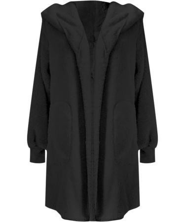 Hanxiulin Women's Oversized Plush Hoodie Jacket - Winter Windproof Coat Breathable Thick Sweater XL Black - Buy Online on GoSupps.com