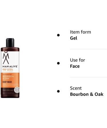 MAN ALIVE Bourbon & Oak Shower Gel for Men 500ml - Vegan, SLS Free, Masculine Scent - Ideal Grooming Gift for Men - Buy Online on GoSupps.com