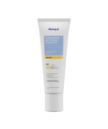Requil's Ultra Matte Sunscreen SPF 50 PA++++ Water Resistant Non-Greasy No White Cast Non-Comedogenic Formula for All Skin Types 50g