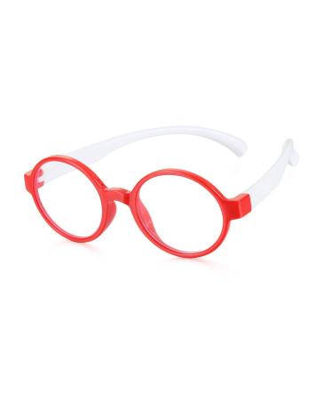 Children's glasses with silicone frames radiation resistant computer glasses for children anti-blue light glasses for video games red / white red-white