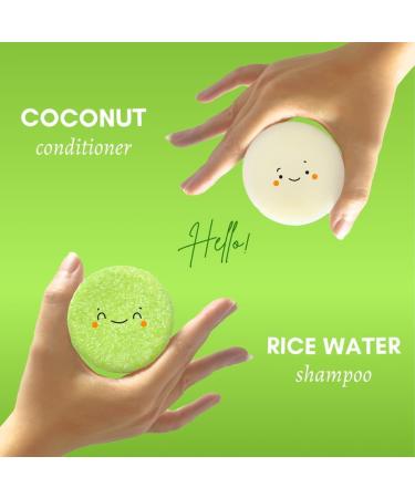 Shampoo Bars and Conditioner Set 3 - Rice Water & Coconut - Nourish & Moisturize Hair - Sulfate & Silicone Free - Solid Soap Easy for Travel (Rice Water) - Buy Online on GoSupps.com