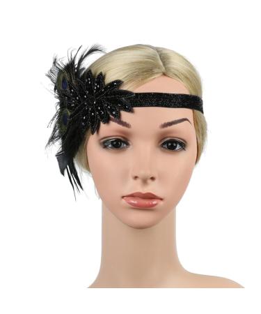 Minkissy 1920s Flapper Headband | Great Gatsby Vintage Hair Accessory | Roaring 20s Feather Hair Band for Women - Buy Online on GoSupps.com