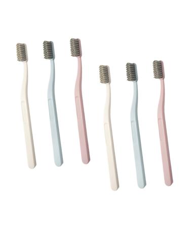 Frcolor 6th adult stiff brush tooth cleaning tools manual toothbrush reusable toothbrush brushes to remove tooth stains nubuk cleaning brush ABS care