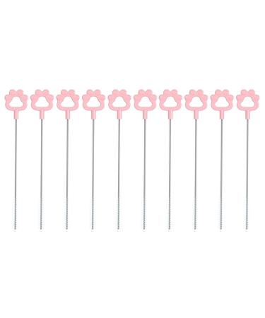Erhigher Plastic Straw Brush for Cleaning 10 Pcs Nylon Brushes Effective Soft Bristle Stainless Steel Reusable Residue-Free Pink