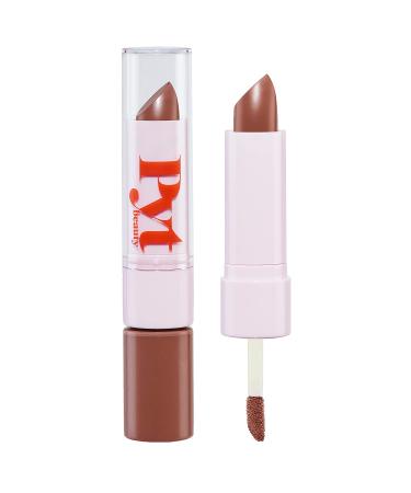 PYT BEAUTY Lip Duo Peachy Cinnamon Lipstick and Lip Gloss Hydrating Combo Hypoallergenic Vegan Makeup 1 Count Cinnamon / Rumor