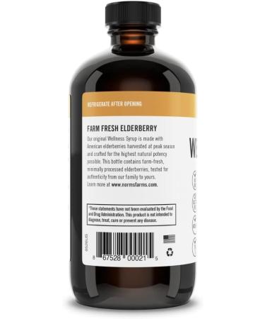 Norm's Farms Black Elderberry Wellness Syrup with Honey, Cinnamon & Cloves - Immune Support - 8 Oz Bottle - Kosher, Gluten Free, Non-GMO - Buy Online on GoSupps.com