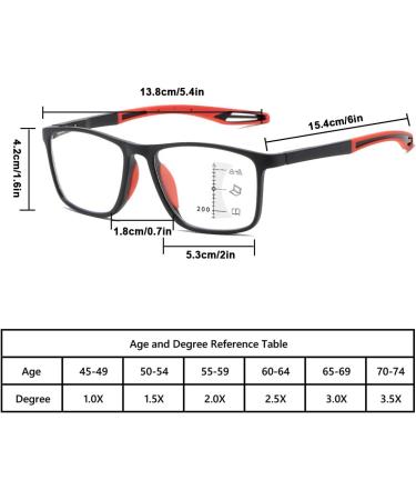 Progressive Multifocus Reading Glasses for Men Women Flexible Sports Glasses Anti blue Light Computer Readers(Couleur:Noir Grandeur:1.0x) - Buy Online on GoSupps.com