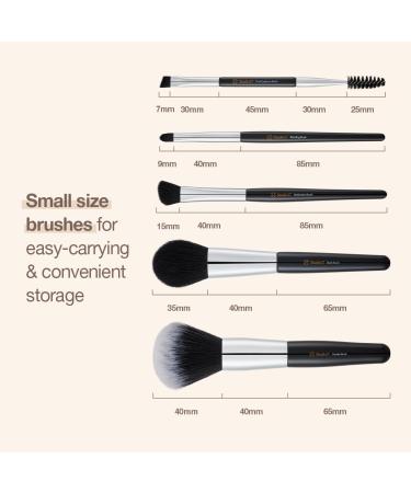 Travel Makeup Brush Set - 5 Pcs Essential Face & Eye Brushes | Portable Travel Makeup Kit with Pouch & Brush Cover | Shop Now for International Delivery - Buy Online on GoSupps.com