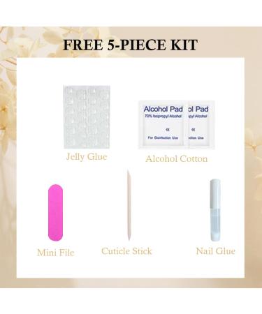 24 Pcs Long Blush Crystal Bow Press on Nails - False Tips Manicure for Women and Girls - Buy Online on GoSupps.com