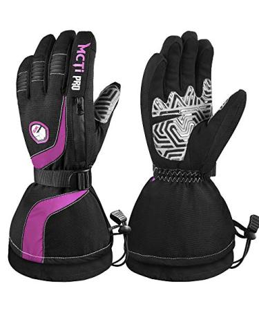 MCTi Ski Gloves Winter Waterproof Touch Screen Thinsulate Nylon Gloves for Women Purple Medium