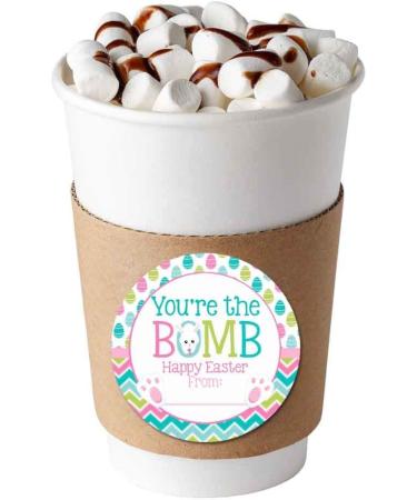 You're The Bomb Cute Bunny & Easter Egg Themed Happy Easter Hot Cocoa Bomb Sticker Labels  Total of 40 2 Circle Stickers (20 sets of 2) by AmandaCreation - Buy Online on GoSupps.com