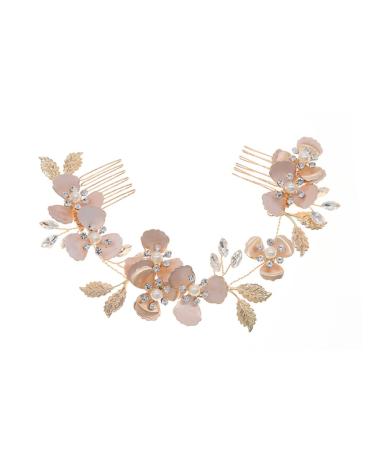 Mikinona Pearl Rhinestone Couple Combs Crystal Hair Comb Headband Floral Hair Comb Hairband Hair Comb Headdress Bridal Headband Comb Wedding Hair Accessory Women Headdress Bridal Headdress