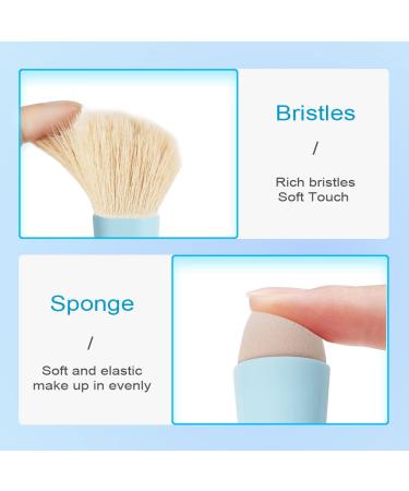 Portable 4-in-1 Aoowu Makeup Brush Set - Double-Sided Cosmetic Brushes for Concealer Eyeshadow Rouge & Foundation - Blue - Buy Online on GoSupps.com