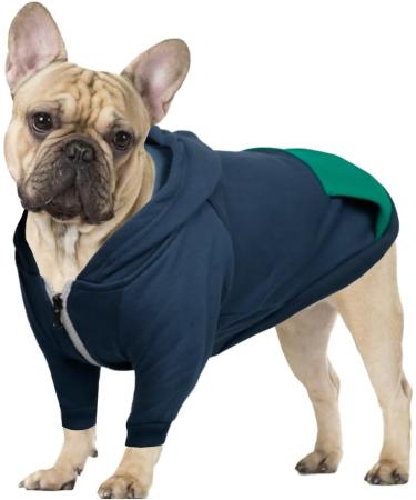 Meioro Zipper Hooded Pet Clothes - Cute & Warm Dog Cat Hoodie for French Bulldog & Pug (XXL Blue) - Buy Online on GoSupps.com