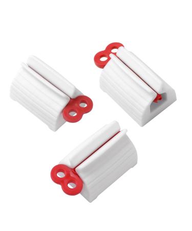 3 x Toothpaste Squeezer Toothpaste Seat Holder for Bathroom Accessories (Red)