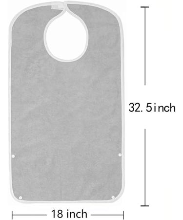 Super Absorbent Waterproof Terry Cloth Adult Bibs | Set of 4, Ideal for Men, Women, Elderly | Grey - Buy Online on GoSupps.com