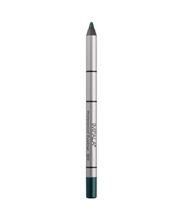 IMPALA | Creamy Waterproof Emerald Green Eyeliner Pencil 302 | Defined Contour or Smokey Effect | Dense and Creamy Texture Easy to Apply | Bright Long-Lasting and Water-Resistant Color 302 Green Emerald Metallic