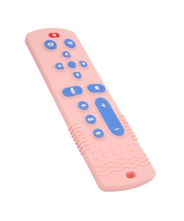 Silicone Teether Baby Teething Toy - Soft TV Remote Control Shape with Rich Color Textured Buttons in Pink - Buy Online on GoSupps.com