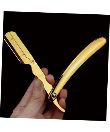 Frcolor Engraved Razor Holder - Rustproof Steel Folding Barber Razor & Eyebrow Trimmer - 14.5x2.5cm - Ideal for Hairdressers & Men - Buy Online on GoSupps.com