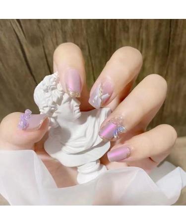 Temperament Enhancement Nail Patch Fake Nails Patch Hand-Made Finished Product Wearing a Japanese Butterfly Girl Powder Nail Patch can be Disassembled and Worn Repeatedly (10-Piece Package). (Size : Medium - Buy Online on GoSupps.com