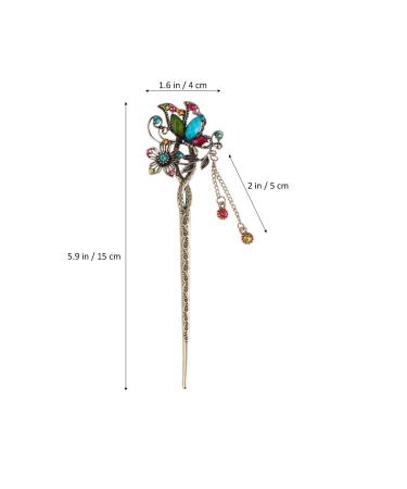 Lurrose Butterfly Hairpin with Tassel & Rhinestone - Chinese Hair Sticks for Women & Girls | Colorful & Elegant Hair Accessories | International Shipping Available - Buy Online on GoSupps.com
