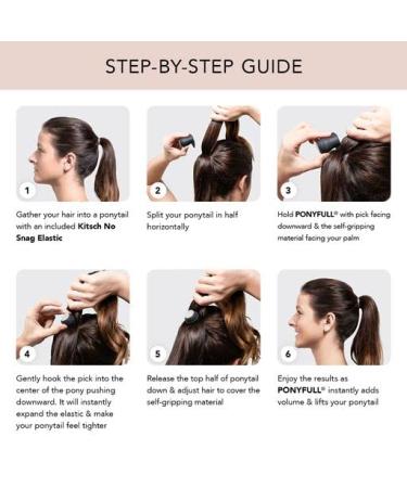 Kitsch PONYFULL Ponytail Volume Enhancer - Dark Brunette/Black - Volumizing Tool for Fine Hair - Adds Volume & Lift - Perfect for Daily & Occasional Styles - Buy Online on GoSupps.com