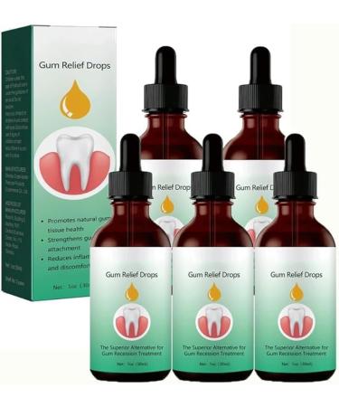 2024 New 5Pcs DentiZen Gum Regrowth Drops - DentiZen Regrowth Drops | DentiZen Gum Therapy | Teeth Whitening Gel | Gum Disease Treatment | Receding Gum Treatment - 30ml/1fl.oz