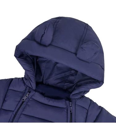 JiAmy Baby Snowsuit Hooded Romper | Cartoon Bear Winter Outfit for Boys & Girls | Navy, 6-12 Months - Buy Online on GoSupps.com