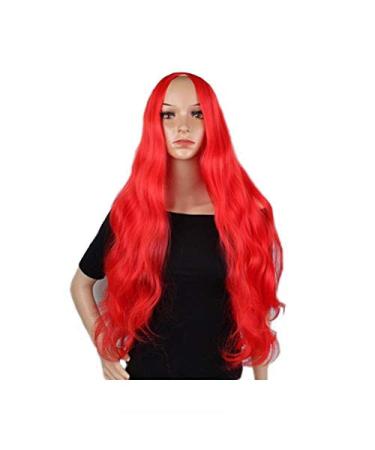 BGHJUE LONG CURLY Hair Long Curly Hair Matt Natural Realistic Big Wave 70 cm Fashion Wig Ms Halloween Carnival Disco Hairpieces Adult Gray Big Red