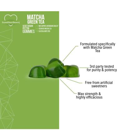 Matcha Green Tea Extract Gummies - Vegan Gluten-Free & Non-GMO Energy & Detox Supplement | Sweetheart Beauty - Buy Online on GoSupps.com