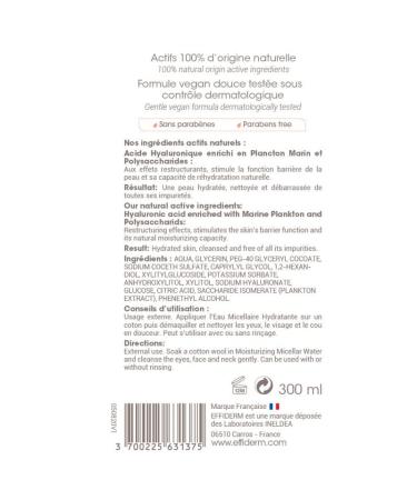 Effermal Moisturizing Micellar Water | 100% Natural | Soft & Hydrated Skin | 300ml - Buy Online on GoSupps.com