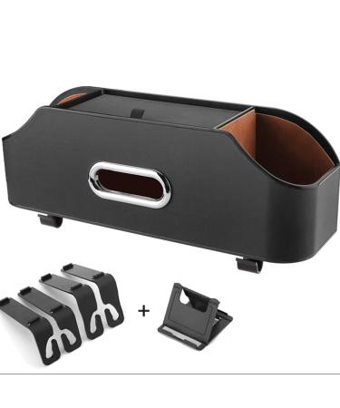 Carodi Multifunctional Car Rear Seat Headrest Organizer - Cup Holder Tissue Box & Hooks | Ideal Car Travel Accessories for Kids & Adults (Black) - Buy Online on GoSupps.com