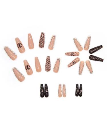 Long Press-on Nails with Coffin Designs for Women - False Fake Nails with Jelly Glue | MS-M214 - Buy Online on GoSupps.com