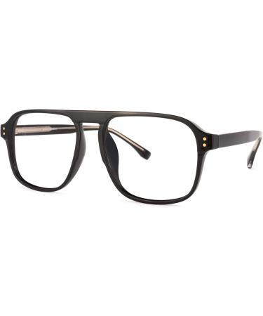 Zeelool Retro TR90 Oversized Aviator Glasses - Non-Prescription Clear Lens for Men & Women | Stylish Willow TT217878-02 Black Glasses - Buy Online on GoSupps.com