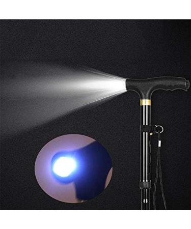 SilteD Adjustable Crutches Folding Walking Cane with LED Light Pivoting 3 Base Adjustable Walking Stick Lightweight Aluminum Offset Cane for Man/Woman Crutches - Buy Online on GoSupps.com