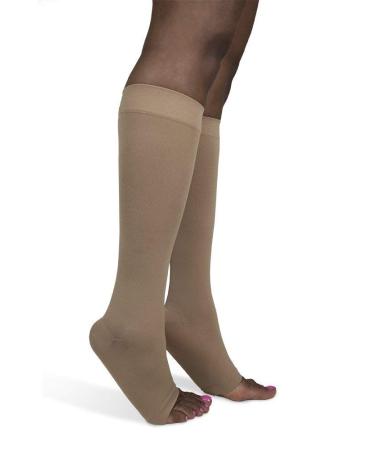 SIGVARIS Women s Style Soft Opaque 840 Open Toe Calf-High Socks 30-40mmHg - Nude - Medium Short Nude MS - Medium Short