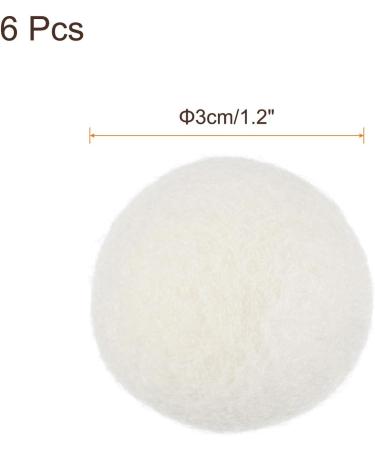 sourcing map 6 Pcs Wool Dryer Balls 1.2 Inches Wool Laundry Dryer Balls for Reducing Clothing Static and Wrinkles White 1.2" White - Buy Online on GoSupps.com